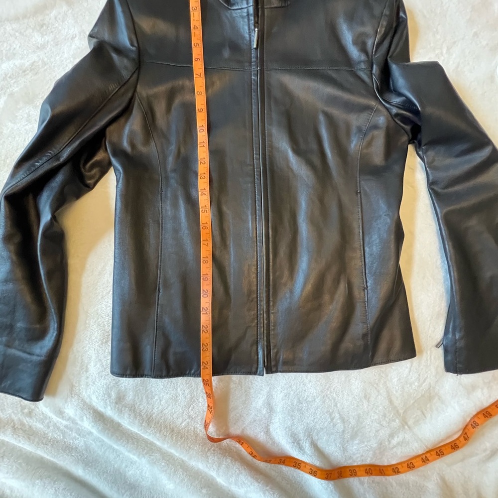 Olly London Sleek Black Leather Jacket (needs small repair) - Picture 14 of 15